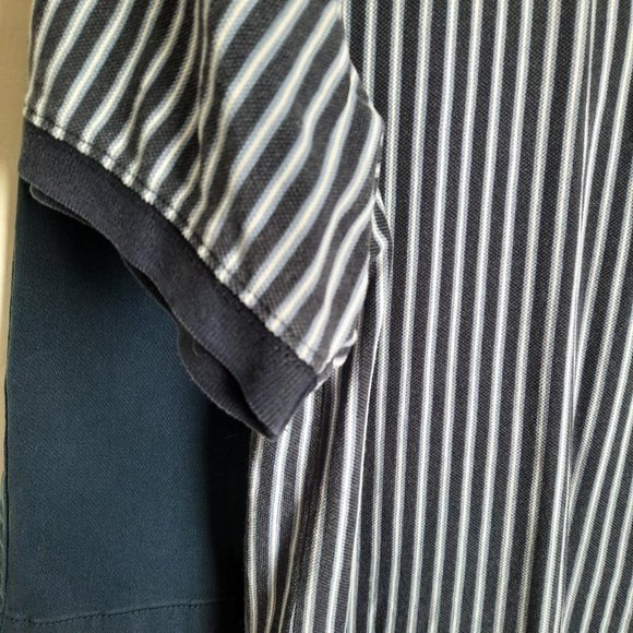 Men's Eddie Bauer Striped Navy Blue and White Cotton Polo Shirt Size Small - Picture 4 of 5